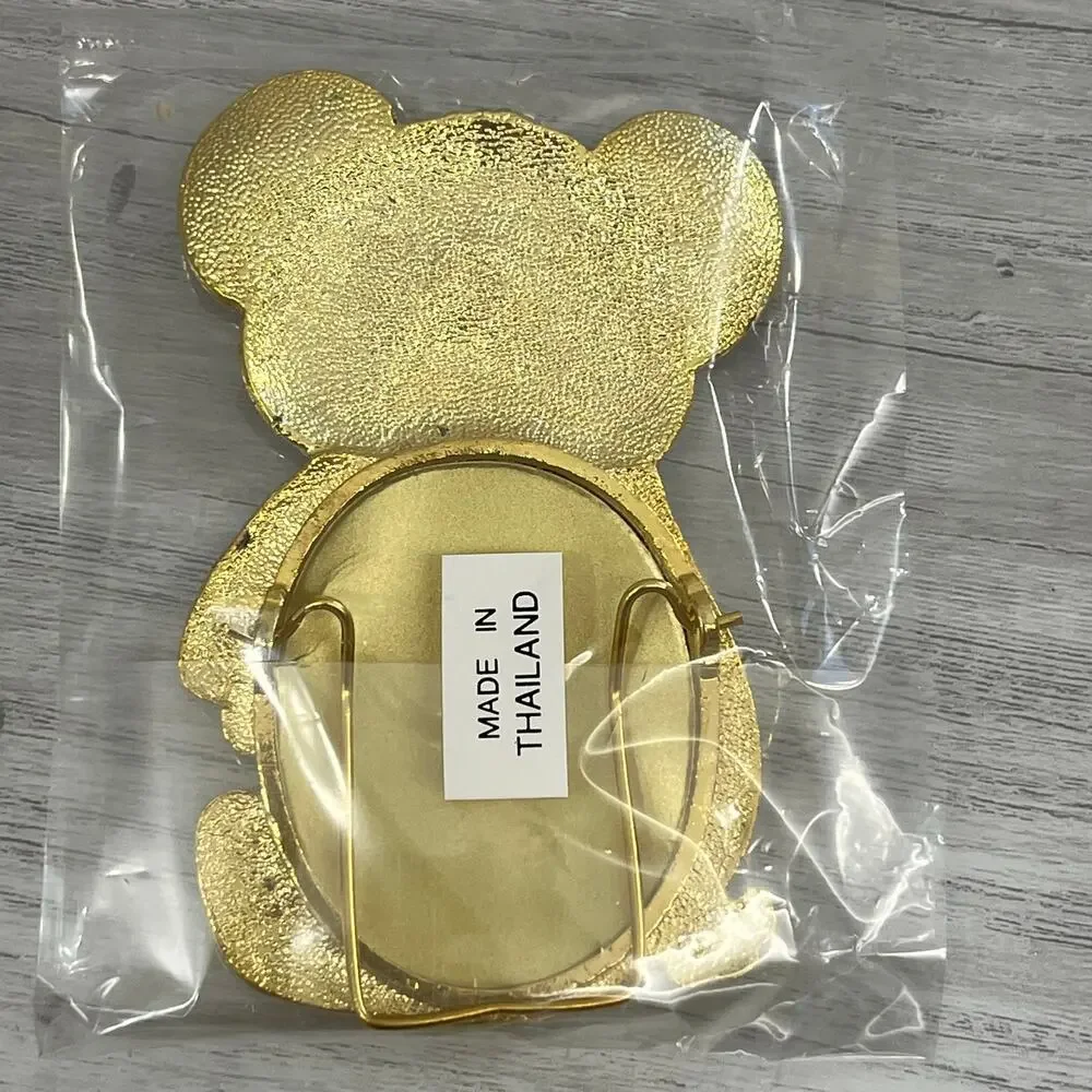 Vintage 24K Gold Plated 2 Toned Enameled Panda Bear Shape Mini 3